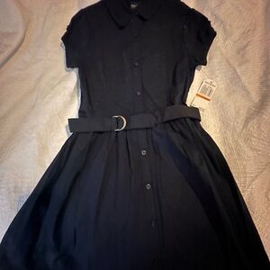 Navy Blue Belted Dress